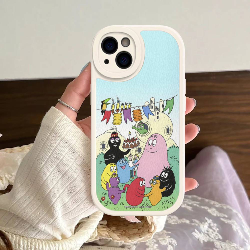 Cartoon Barbapapa Phone Case For IPhone 16 15 14 13 12 11 Pro Max Plus Leather Soft Cover