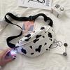 Girl Cow Canvas Chest Bag Student Messenger Bag Soft Sister Bag Chest Bag