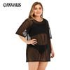 Plus Size Women's Sexy See Through Mesh Beach Dress Bikini Cover Up Dresses