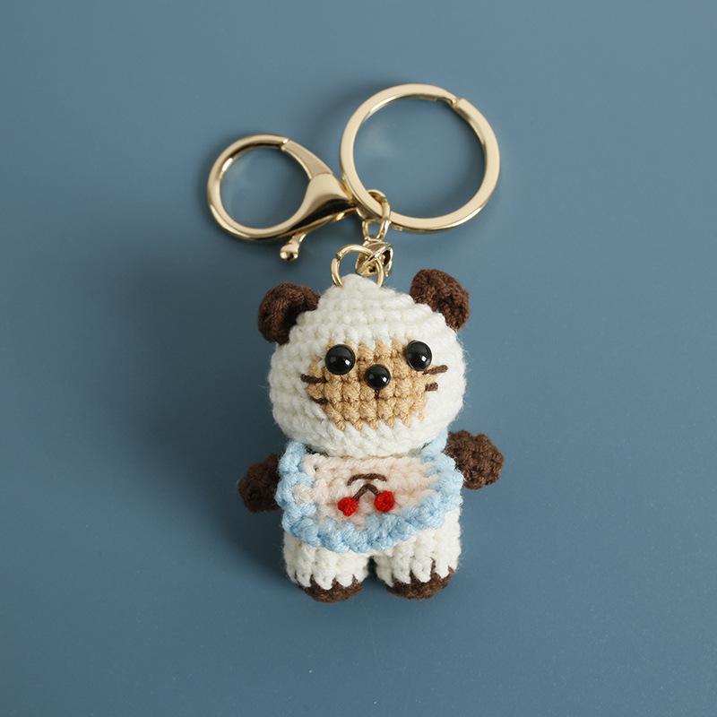 Cartoon Animal Doll Series Crochet Keychain Knitted Rabbit Keychain Cute Bear Keyring For Bag Pendant Custom Accessory