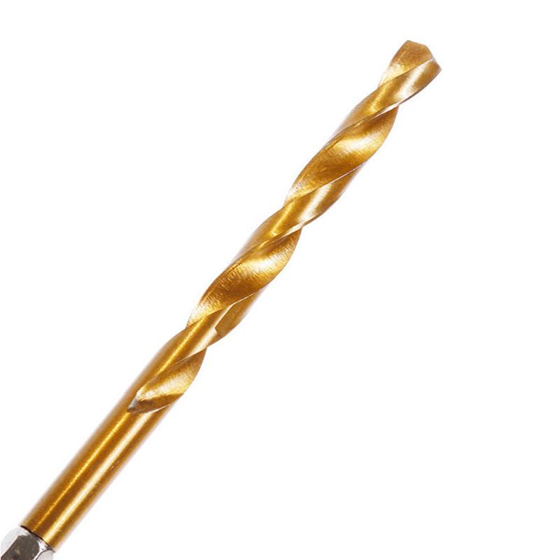 Набор сверл из быстрорежущей стали с титановым покрытием, 13 шт., набор сверл с шестигранным хвостовиком 1/4, 1,5–6,5 мм, шестиугольная ручка, спиральное сверло