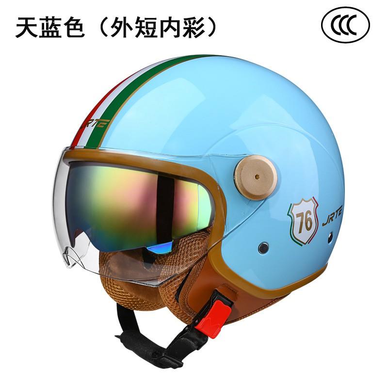 Open Face Motorcycle Helmet Men Women ABS Full Protection Dual Visor All Season Retro Style