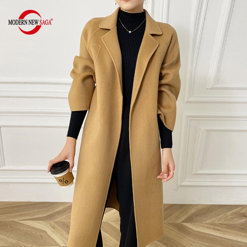 Women Wool Coat MODERN NEW SAGA 100% Wool Autumn Wool Long Coat Handmade Pea Coat Winter Warm Wool Long Jacket Overcoat