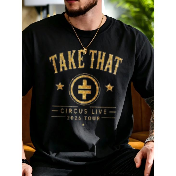 Повседневная мужская футболка T-ake T-hat Circus Live 2026 Tour Графический дизайн Летняя и осенняя одежда для музыкальных фанатов И подарок для друзей Цветочный