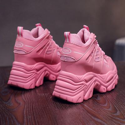 Модные женские массивные кроссовки 2025 Модные кроссовки на платформе Женские брендовые клинья Повседневная обувь для женщин Кожаная спортивная обувь Папины кроссовки 10 см