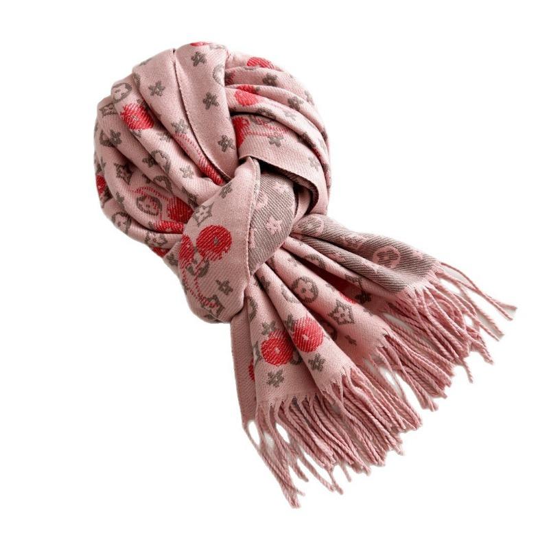 Autumn and Winter New Wool Scarf Cherry Jacquard Warm Scarf Versatile Shawl Fashion Light Luxury High-end Scarf