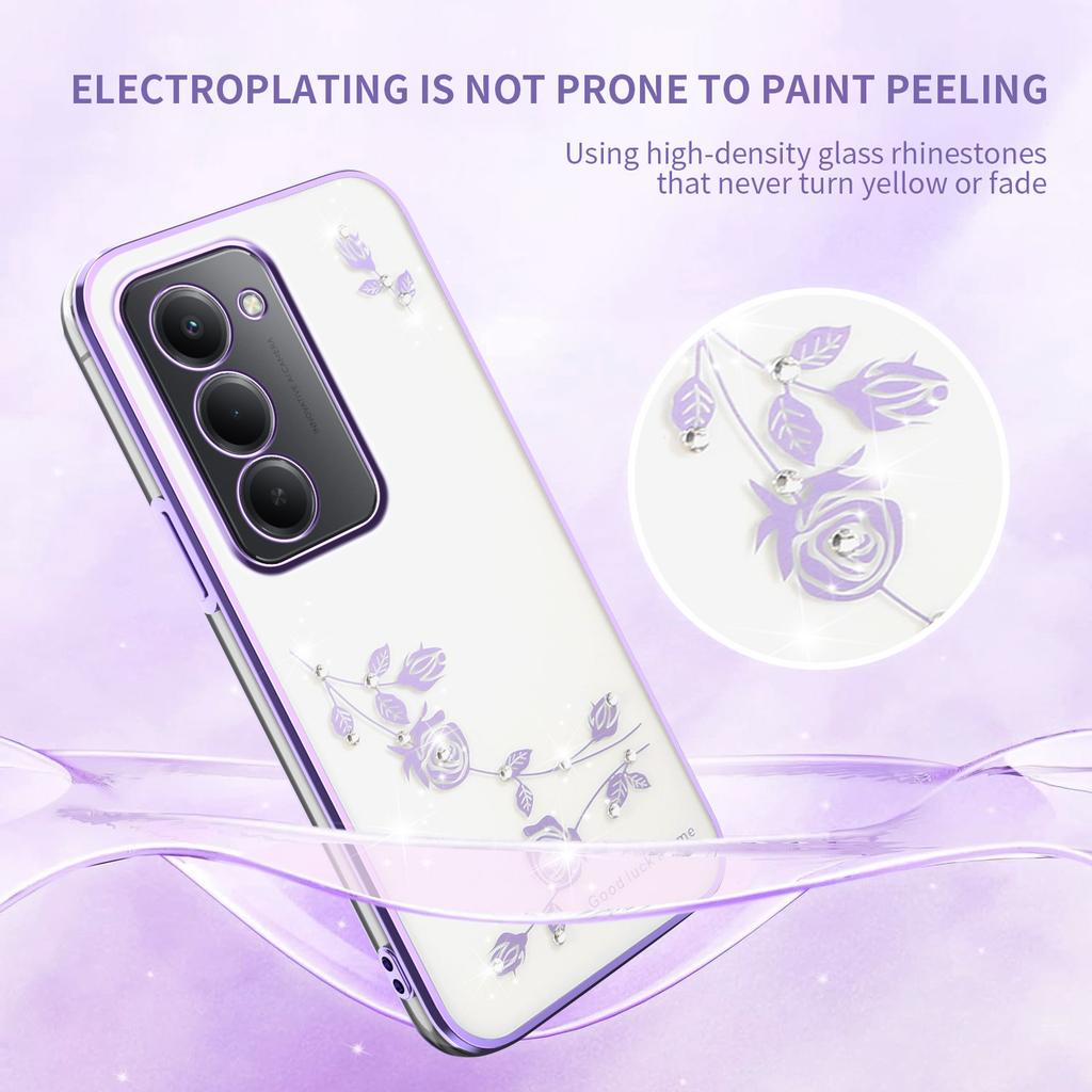 KADEM For Xiaomi Redmi 15 4G (EU) (171mm) Case Flower Rhinestone Decor TPU Phone Cover