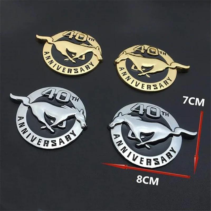 Car Sticker 8X7CM Car Accessories Running Horse 40TH ANNIVERSARY Logo for Ford Shelby GT Emblem Metal Badge Rear Turnk Car Stick