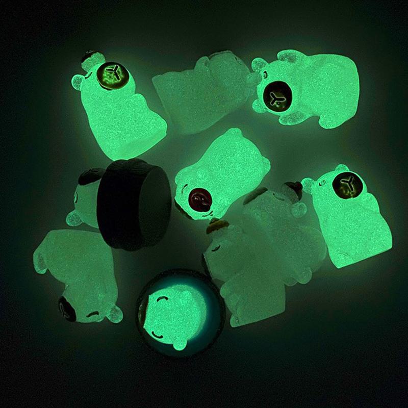 2Pcs Luminous Mini Capybara Resin Miniatures Glow At Night Fairy Garden Decoration Diy Ornament Cute Figurines Desk Decoration