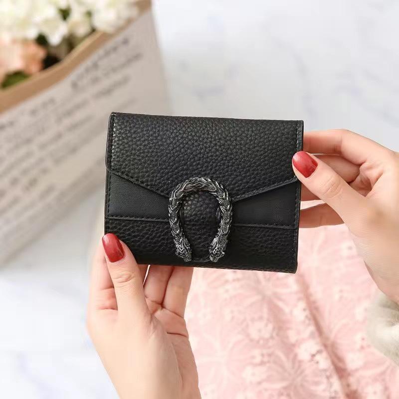 Сплошной цвет Wine God, женский кошелек, женский короткий тройной маленький кошелек, женский кошелек для монет, кошелек Диониса, сумка для карт, кожаный зажим