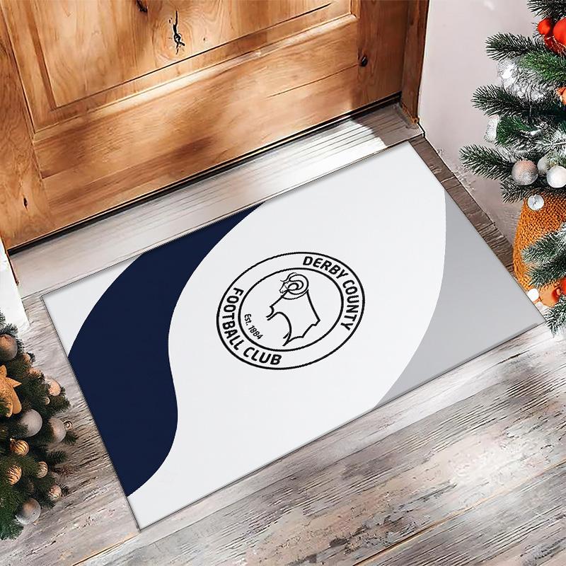 Ковер из хрустального бархата с принтом футбольного клуба Derby County, Удобный, Впитывающий влагу, Нескользящий, Для помещений