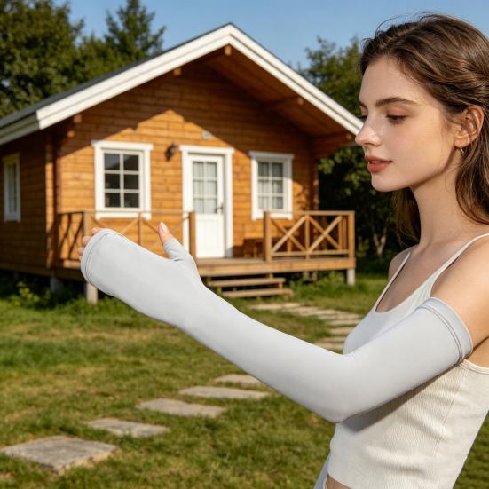 1 пара солнцезащитных перчаток, дышащие охлаждающие нарукавники, защита от УФ, длинные перчатки с открытой ладонью для женщин, вождения, езды на велосипеде, активного отдыха