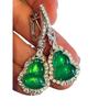 Natural Full Green Imperial Green Chalcedony Gourd Earrings, Luxuriously Inlaid Agate Dangle Earrings