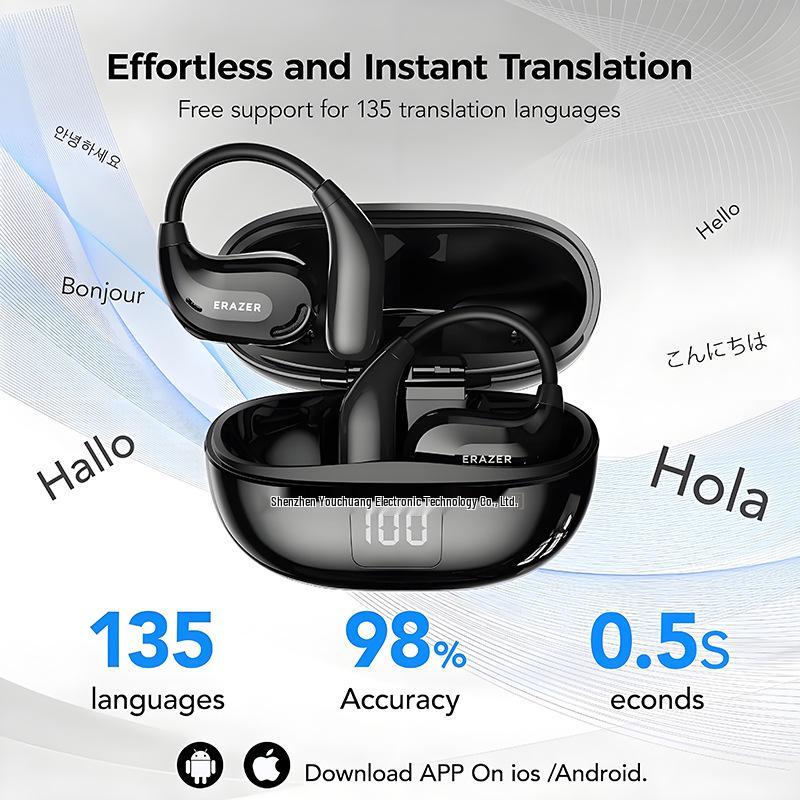 Bluetooth-наушники с ИИ-переводом, долгим временем работы от аккумулятора, активным шумоподавлением, сверхдолгим режимом ожидания и постоянным бесплатным переводом