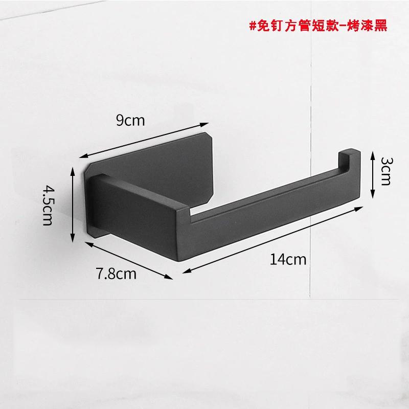 Держатель для туалетной бумаги из нержавеющей стали, самоклеящийся в ванной, держатель для салфеток, черная отделка, простая установка, без винтов