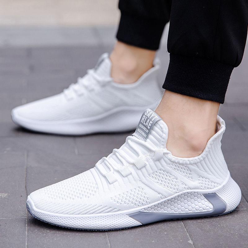 Spring and Summer New Men's Shoes Trend Breathable Fly-woven Sports Shoes Low-top Casual Shoes Lace-up Running Shoes Shoes