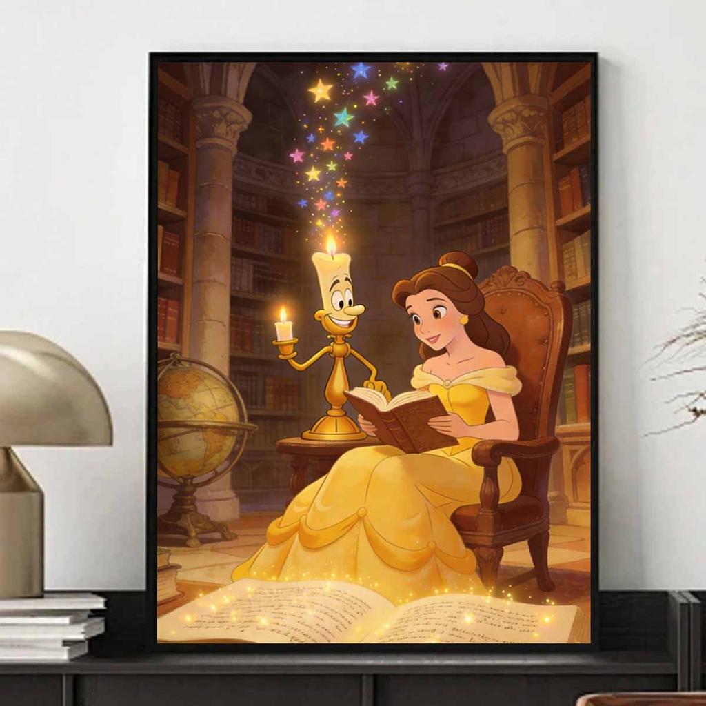 Disney Diamond Painting Mosaic Art Kit Beauty and The Beast Belle Reading with Lumiere Handmade DIY Home Decor