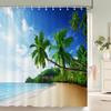 Высококачественные тканевые шторки для душа с принтом "Солнечный пляж", морской пейзаж, водонепроницаемые изделия, декор для ванной комнаты, с 12 крючками