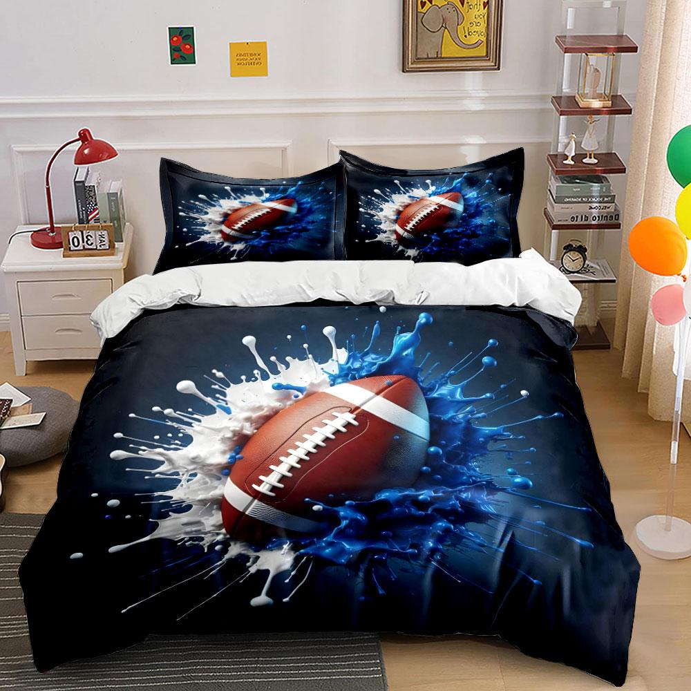 Sports-Themed Splashes Football Gear kid's and adults' bedroom decor, Exquisite three-piece bedding set gift