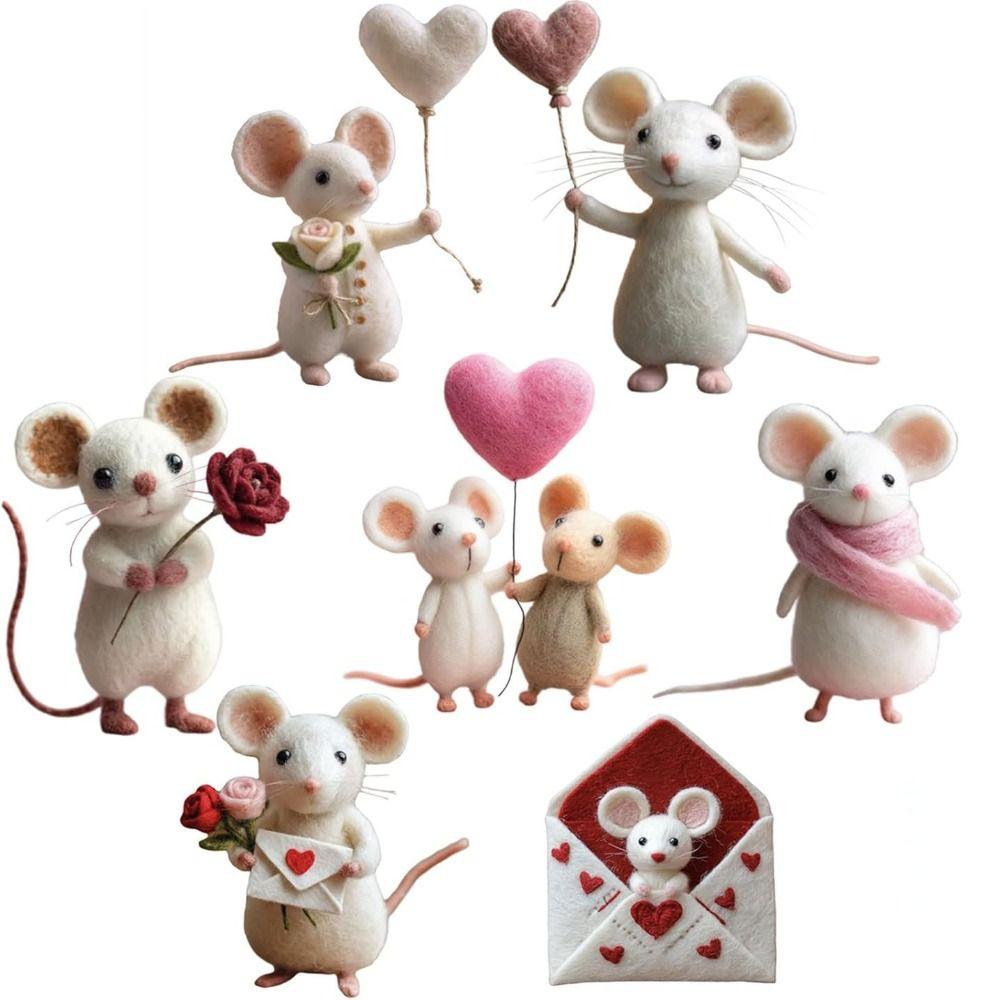 Craft Needle Felting Supply Needle Felted Mouse Cute Mouse Mouse Animal Figurine Home Decor