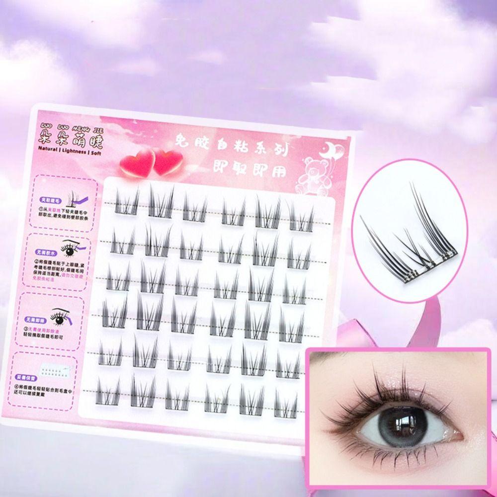 Soft Self-adhesive False Eyelashes Sweet Segmented Eyelashes Bundles  Ladies Girls