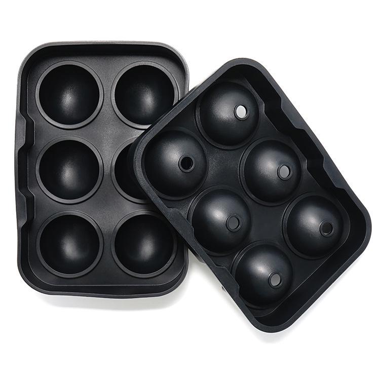 Набор из 6 круглых силиконовых форм для льда с 4-отверстиями для шариков льда и контейнером для льда