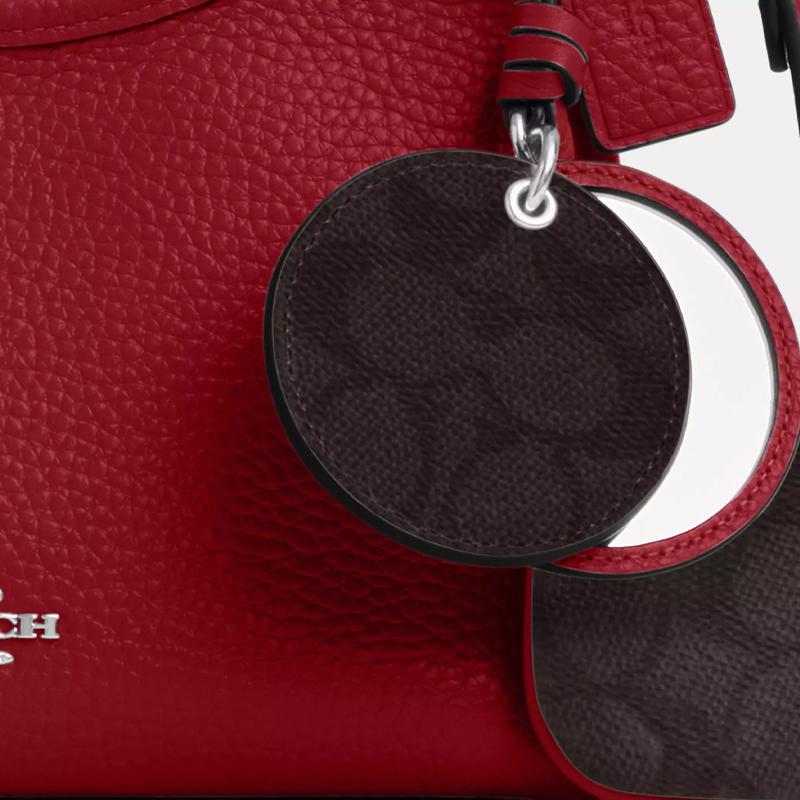 Coach Laurel 19 Mirror Pendant Leather Shoulder Bag Small Women Shoulder Bag Red Walnut CBI06-SVY30