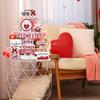 Valentine's Day Tiered Tray Decoration Set Wooden Valentine's Day Table Decoration Wooden Red XXOO Heart Hug Wedding Party Gift (Midget)