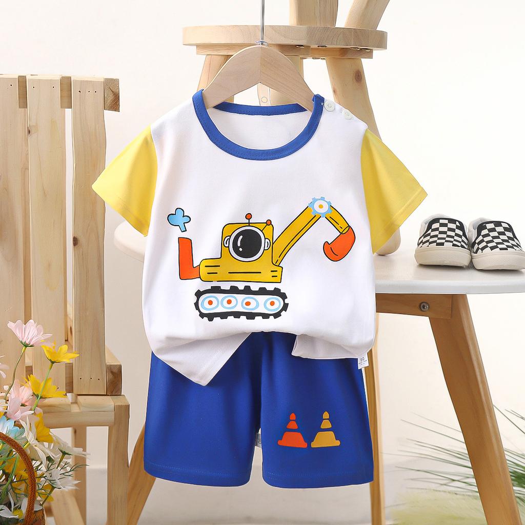 Children's Casual Short-sleeved Summer Cotton T-shirt Set for Boys and Girls