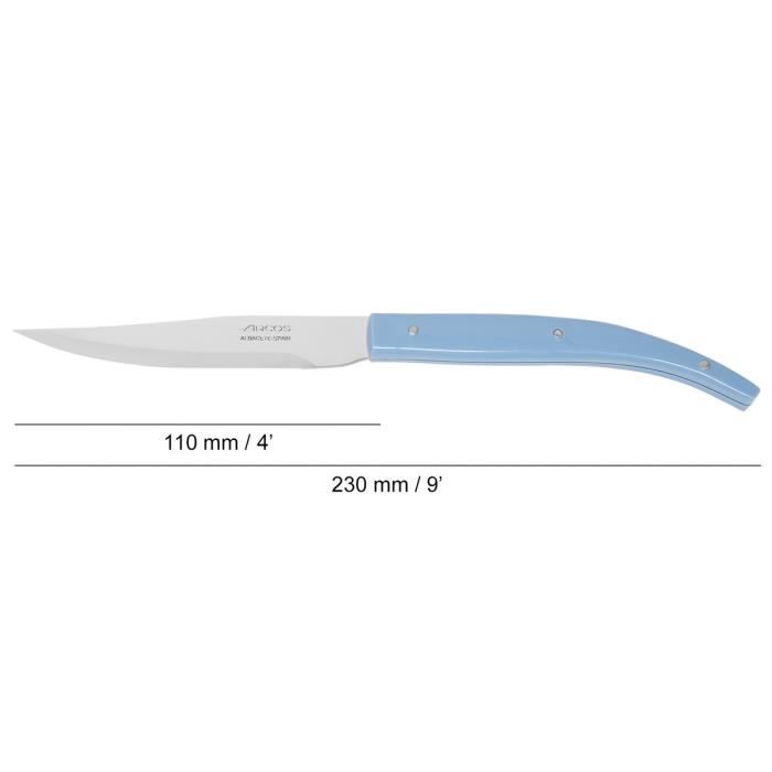 Couteaux À Steak - ARCOS - Set De 4 - Lame En Acier Inoxydable NITRUM® - Manche Ergonomique - Couleur Bleu