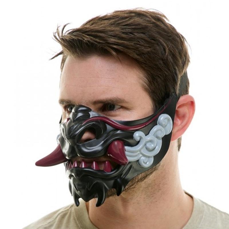 Половина лица Красная маска Праджняпарамиты Хэллоуин Злой Дьявол праздничная маска Игрушка Демон Самурай Маскарадная одежда для вечеринки Аксессуары