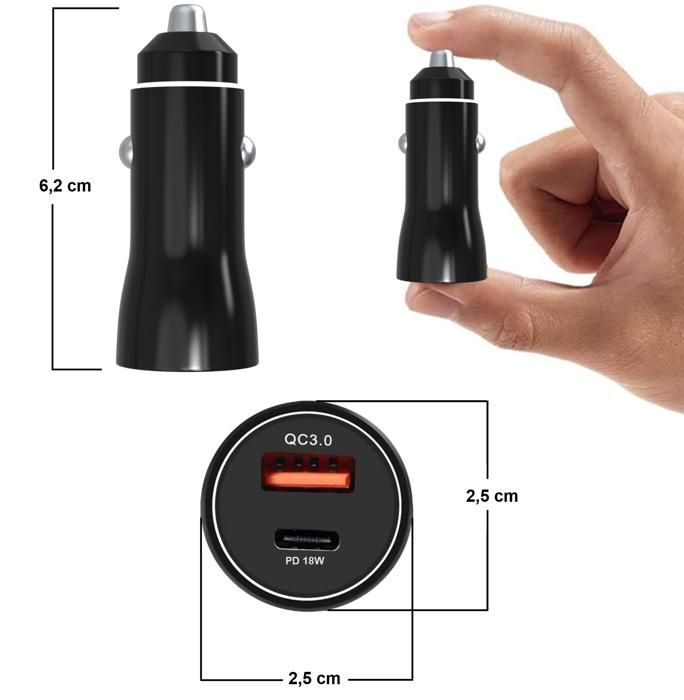 Allume cigare pour iPhone 16 / 16 PLUS / 16 PRO / 16 PRO MAX - Chargeur Voiture Rapide port USB USBC Phonillico®