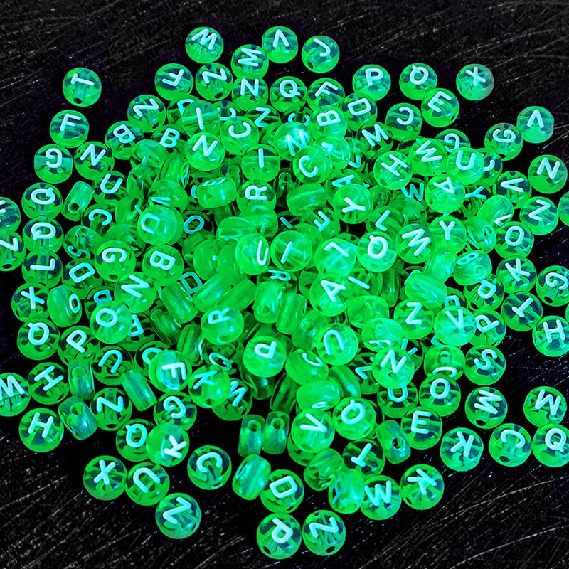 100pcs/Lot 7mm Mixed Letter Acrylic Beads Colored Transparent Round Flat Spacer Alphabet  Beads For DIY Craft Bracelet Necklace
