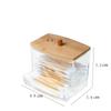 Cotton Swab Box - Transparent Bamboo Cover Dustproof Cotton Swab Toothpick Storage Box Multi-Purpose Visible Dispenser