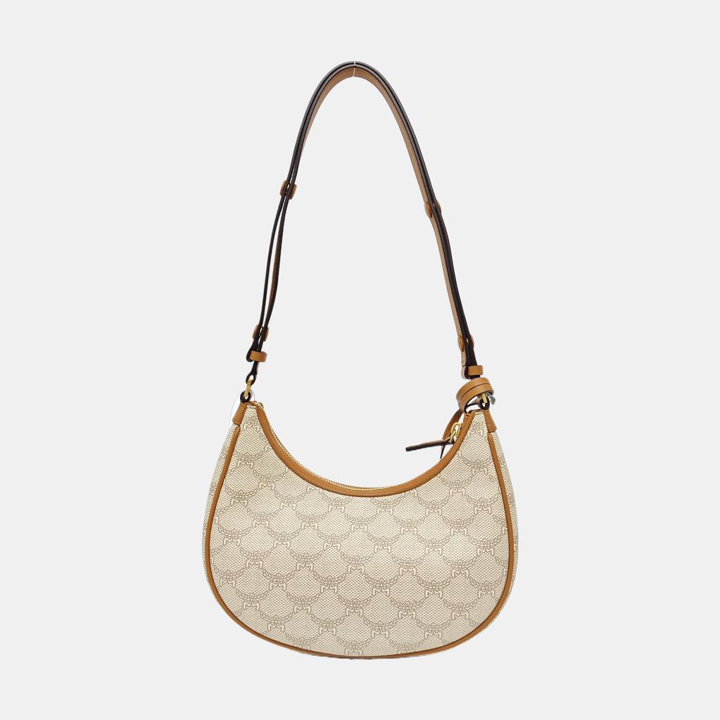 [Pre-Owned] Himmel Detachable Embossed Diamond Leather Crescent Moon Backpack Canvas Crossbody Bag Small - Excellent #QCU5DL