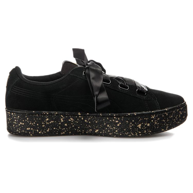 PUMA Vikky Platform Ribbon 'Black Gold' Women's (Unisex) Skateboard Shoes 366815 01