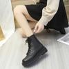 Обувь для женщин Модные женские ботинки на шнуровке Зимние ботинки с круглым носком Однотонные короткие ботинки на низком каблуке Ботинки большого размера Botines Mujer