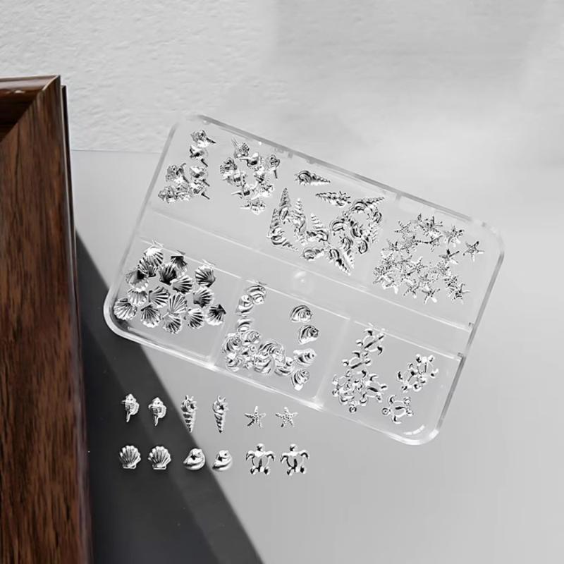 Ракушки Морские Звезды Шармы для Ногтей 3D Раковины Украшения для Маникюра Летние Металлические Заклепки для Ногтей Маникюр Акриловые Материалы для Ногтей