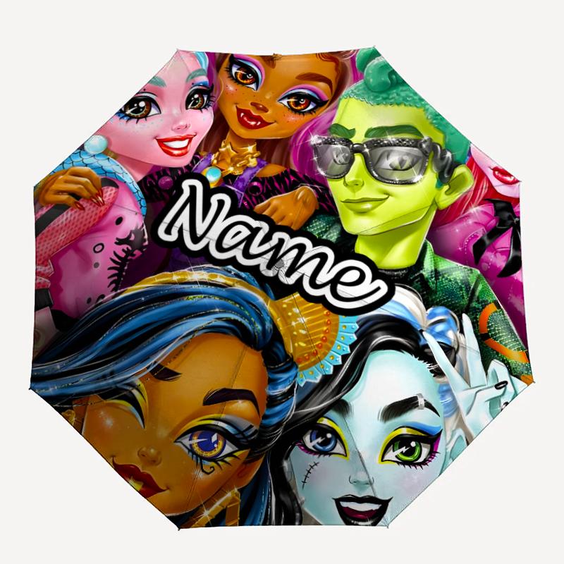Personalized Name Monster High Draculaura Print Umbrella - Automatic Open/Close, Eight-Rib Durable Frame, Automatic Folding Umbrella