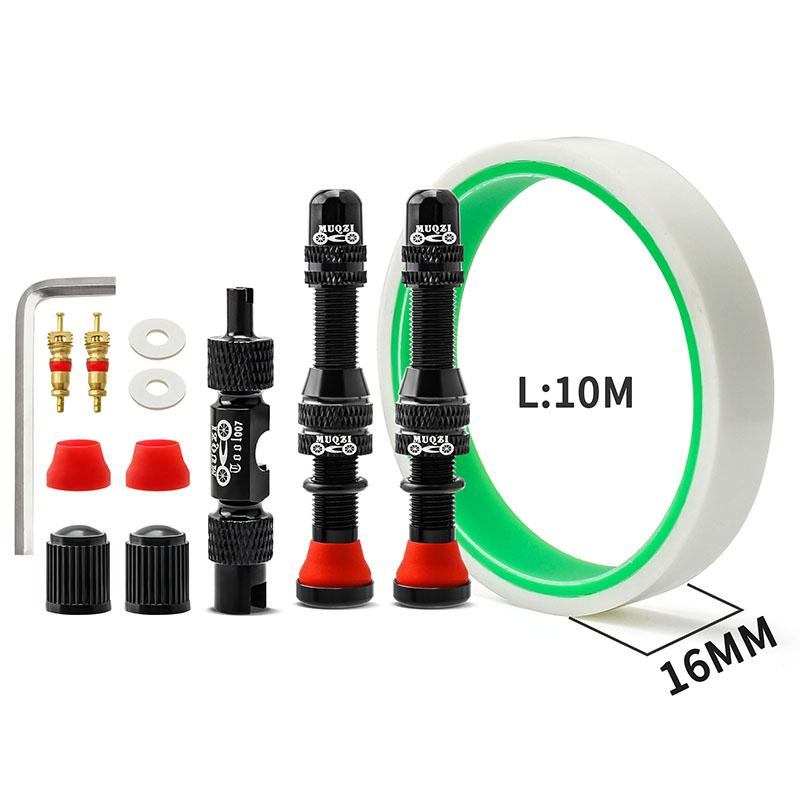 MUQZI Tubeless Tire Kit MTB Road Bike Tubeless Rim Sealing Tape & Schrader Valve & Valve Core Removal Tool Cycling Accessories