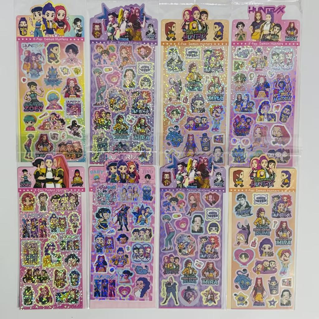 hot K-Pop Demon Hunters Laser Stickers - Anime & Cartoon Style, Cute & Creative Stickers for School Supplies and Home Decoration