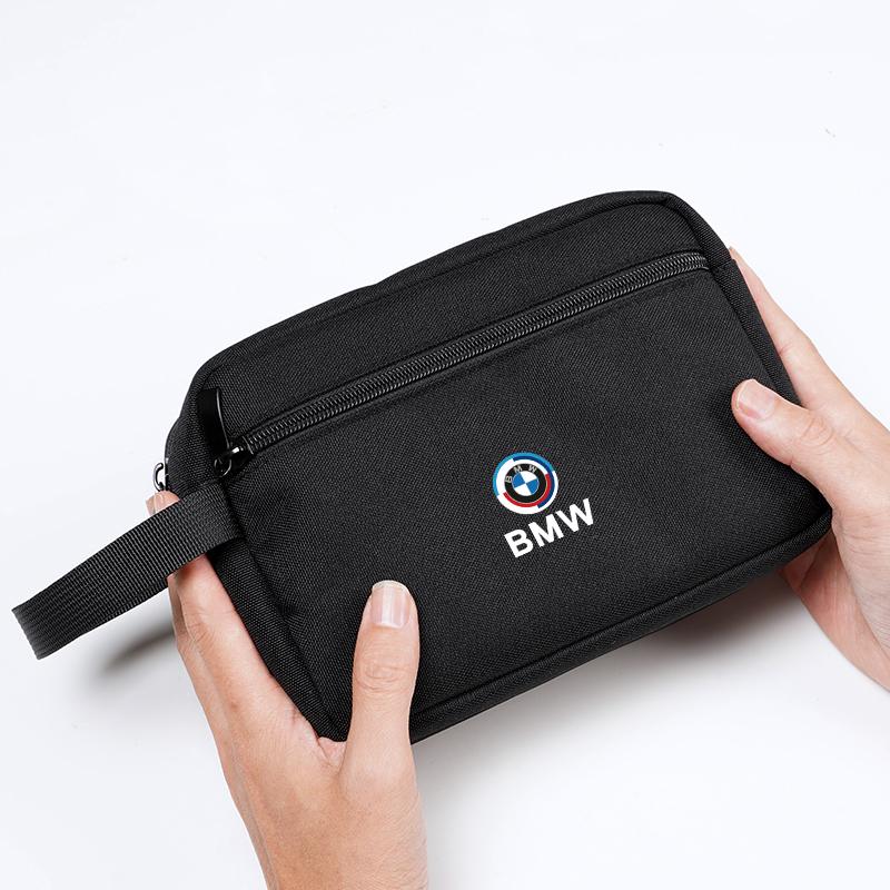 LLIT4 BMW Handbag Canvas Fabric Car Organizer Bag For BMW 50th i4 G26 F40 F30 F11 E46 E60 E70 G30 X3 Car Storage Bag Car Accessories