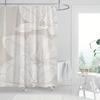 1 Modern Floral Shower Curtain - Polyester Bathroom Decor, White Flowers and Beige Background, Machine Washable, Modern Decor