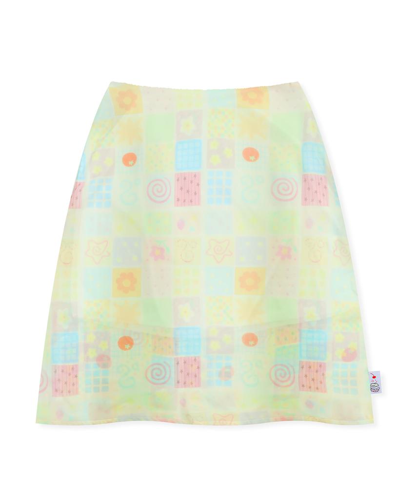 Lunakihu Wxsk018 Natsu Omokage Chiffon Midi Skirt (Multi Check)