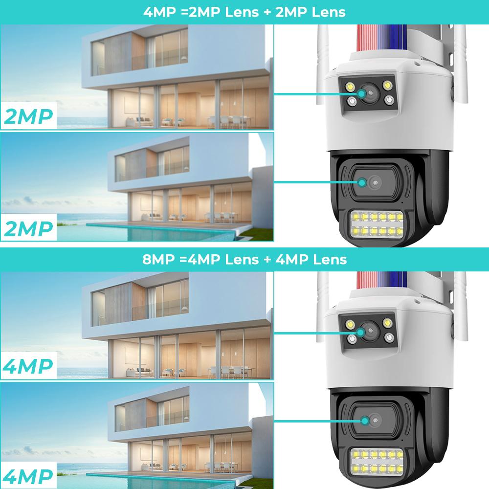 Новая SIM-карта 4G камера 8MP 4K двойной объектив CCTV беспроводная уличная камера Securiy поддержка AI гуманоидного обнаружения движения PTZ V380 Pro видеокамера