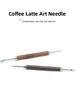 Professional Coffee Latte Art Needle with Pear Wood Handle 304 Stainless Steel Food Grade Hook Flower Coffee Making Tool