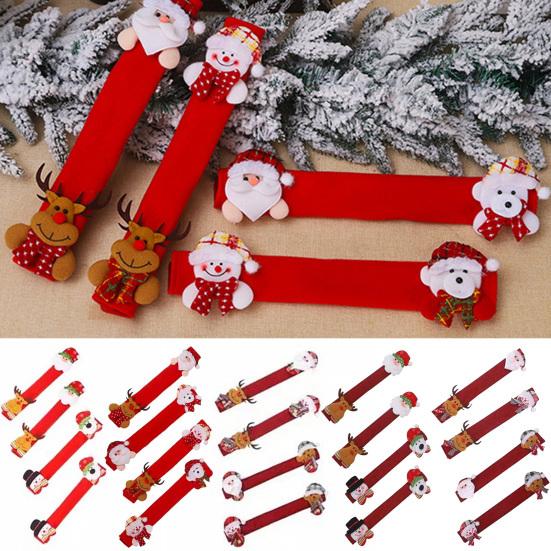 4Pcs Christmas Snowflake Durable Food Refrigerator Handle Cover Soft Washable Stain Prevention Fridge Cover