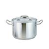 Thunder Group Stainless Steel Half-Stock Pot, Induction Compatible, 20cm, 4.2L, with Lid, Commercial Use, Double-Handled Pot, SLSPS4006