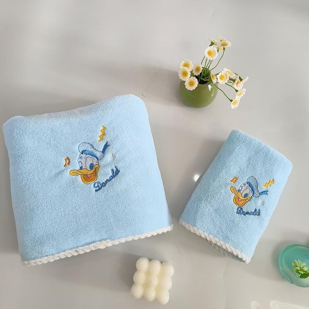 Коралловый флис мультяшный Минни Микки вышивка мягкий водопоглощающий безворсовый набор полотенец для умывания домашней ванны