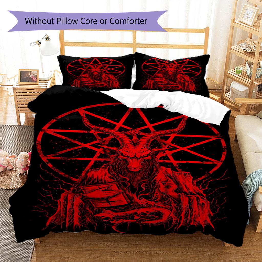 Baphomet Pattern Bedding,Quilt Set Quilt Cover Pillowcase Home Birthday Gift (1 * duvet cover + 2 * pillowcase, without core)